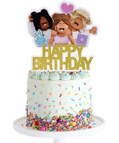 Girl Game Birthday Cake Topper for Sandbox Video Game Party Decoration $17.43 Kids' Party Decorations