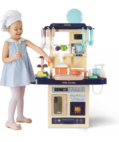 Kids Kitchen Playset Play Kitchen with Realistic Light Sound Steam Simulation Kitchen Set for Kids with Circulation System Si...