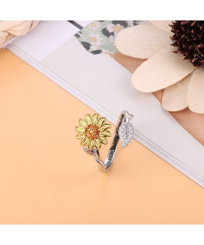 Sterling Silver Fidget Ring for Women Girls Fidget Rings for Anxiety Butterfly Daisy Sunflower Anxiety Ring You are My Sunshi...