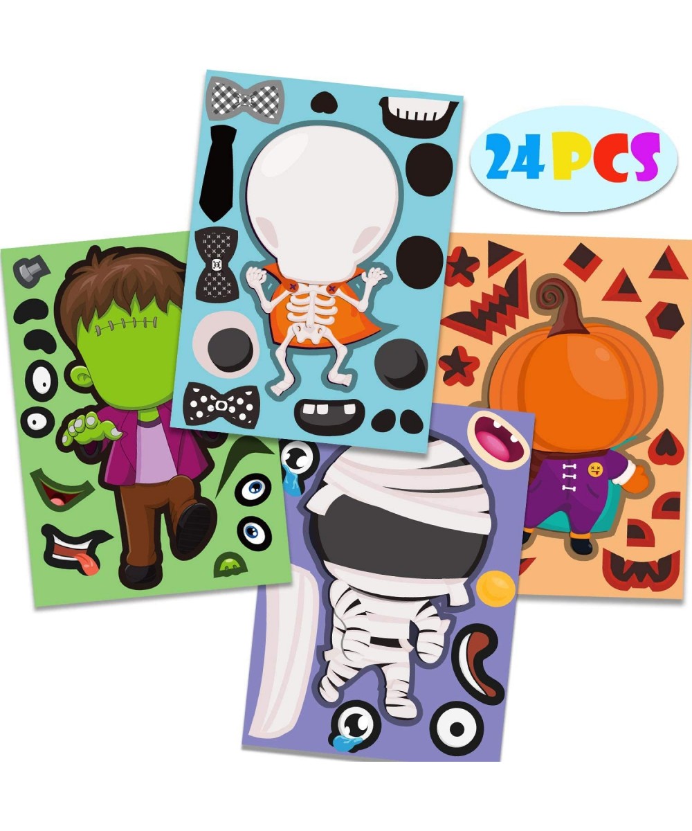 GEGEWOO 24 Make A Skeletons/Pumpkins/Mummies/Monsters Game Stickers Halloween Party Games for Kids Make Your Own Halloween St...