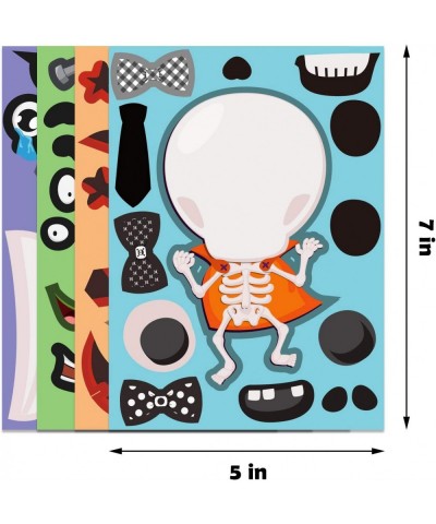 GEGEWOO 24 Make A Skeletons/Pumpkins/Mummies/Monsters Game Stickers Halloween Party Games for Kids Make Your Own Halloween St...