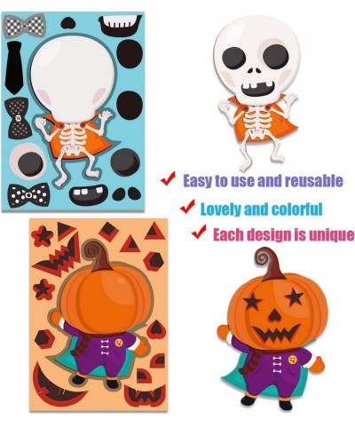 GEGEWOO 24 Make A Skeletons/Pumpkins/Mummies/Monsters Game Stickers Halloween Party Games for Kids Make Your Own Halloween St...