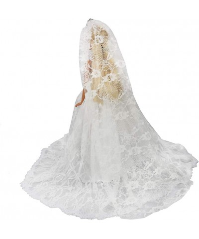 White Wedding Dress with Long Veil Evening Party Princess White Lace Gown Dress for 11.5 Inch Girl Doll $17.23 Doll Accessories