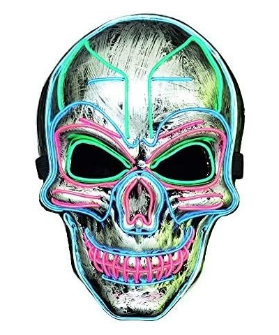 LED Halloween Mask Scary Halloween Costume Mask with EL Wire Light up 3 Flashing-Modes and Soft Sponge for Halloween Cosplay ...