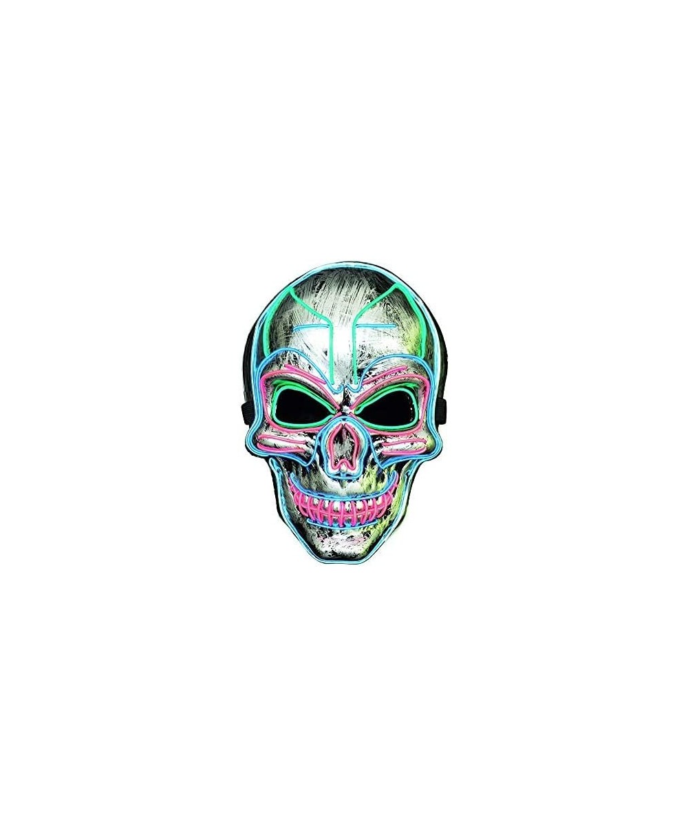 LED Halloween Mask Scary Halloween Costume Mask with EL Wire Light up 3 Flashing-Modes and Soft Sponge for Halloween Cosplay ...