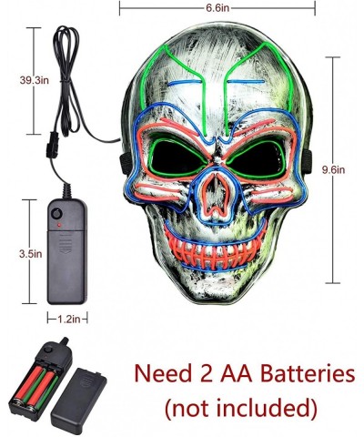 LED Halloween Mask Scary Halloween Costume Mask with EL Wire Light up 3 Flashing-Modes and Soft Sponge for Halloween Cosplay ...