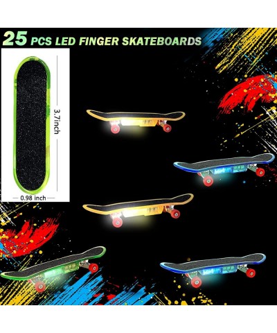 Mini Finger Skateboards for Kids Set of 25 Light up Mini Finger Toys LED Fingerboard Hand Skateboard for Creative Fingertips ...