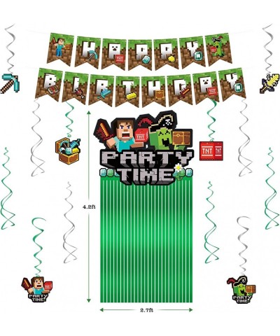 Pixel Game Birthday Party Decorations 112PCS Birthday Decorations for Boys Gamers - Includes Party Backdrop Photo Booth Props...