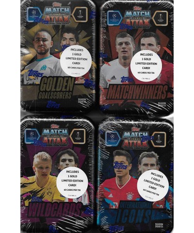 2020 2021 Topps UEFA Champions League Soccer Trading Card Game Sealed MEGA Collector's Tins with Bonus Gold Cards and Exclusi...