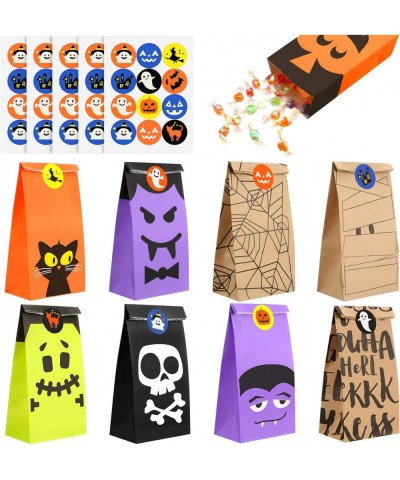 54 Pieces Halloween Trick or Treat Goody Bags Paper Bags 9 Design Party Favor Candy Bags with 60 Pieces Halloween Stickers $1...