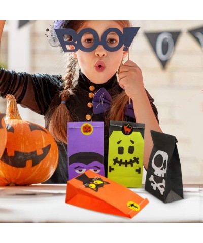 54 Pieces Halloween Trick or Treat Goody Bags Paper Bags 9 Design Party Favor Candy Bags with 60 Pieces Halloween Stickers $1...