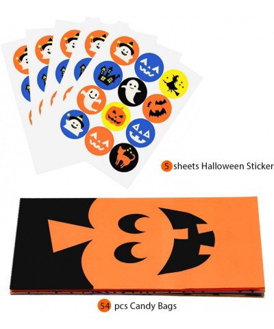 54 Pieces Halloween Trick or Treat Goody Bags Paper Bags 9 Design Party Favor Candy Bags with 60 Pieces Halloween Stickers $1...