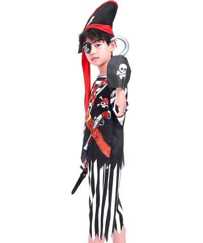 Boys Pirate Costume Set Skull Crossbones Striped Caribbean Buccaneer Outfit Captain Jack Pretend Play Suit $28.10 Kids' Costumes