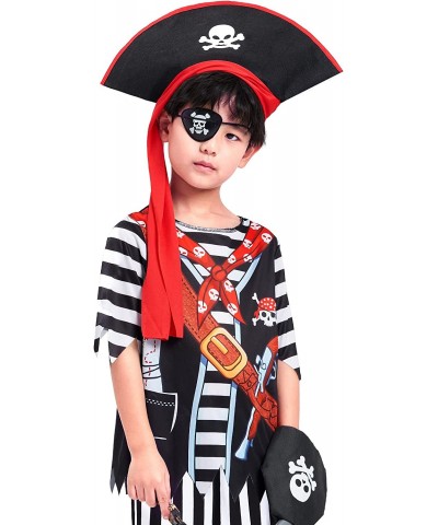 Boys Pirate Costume Set Skull Crossbones Striped Caribbean Buccaneer Outfit Captain Jack Pretend Play Suit $28.10 Kids' Costumes