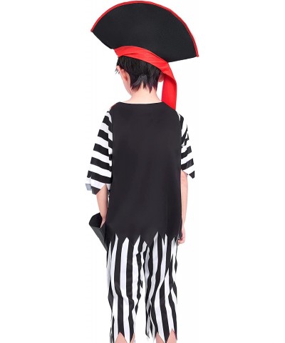 Boys Pirate Costume Set Skull Crossbones Striped Caribbean Buccaneer Outfit Captain Jack Pretend Play Suit $28.10 Kids' Costumes