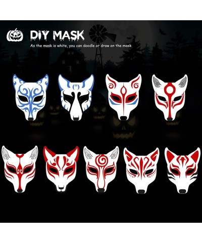 Halloween Fox Mask Costume DIY Blank Mask Japanese Kabuki Kitsune Masks for Halloween Masquerade Costume Prop $21.35 Kids' Dr...