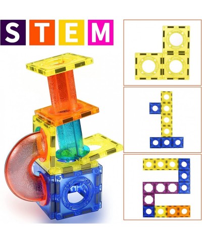 Magnetic Tiles 3D Clear Color Magnetic Building Blocks Set 40 Pcs Magnet Tiles Toys with Marble Run Educational STEM Toys Bui...