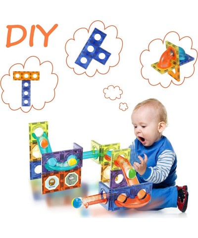 Magnetic Tiles 3D Clear Color Magnetic Building Blocks Set 40 Pcs Magnet Tiles Toys with Marble Run Educational STEM Toys Bui...