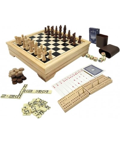 Deluxe 11.8 Inch 7 in 1 Board Game Set - Chess Set Checkers Backgammon Dominoes Playing Cards Poker Dices and Cribbage $32.55...