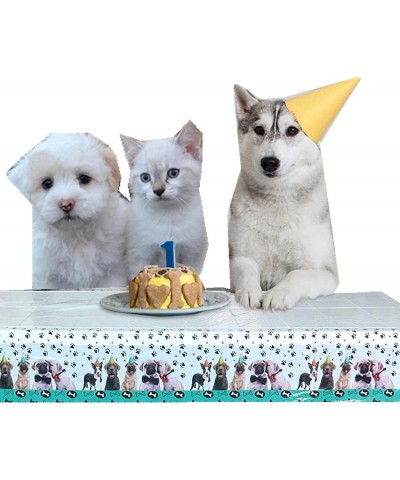 Dog Birthday Tablecloth Puppy Theme Party Tablecloth Dog Paw Prints Table Covers for Dog Puppy Birthday Theme Party Decoratio...