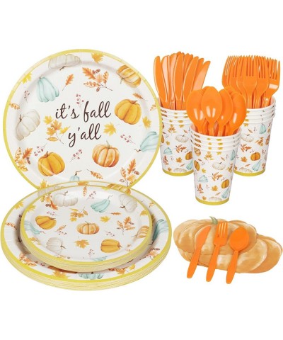 Fall Plates and Napkins Party Supplies Serves 16 Large 10.25" and 8" Pumpkin Plates 12oz Paper Cups Napkins Cutlery Included ...