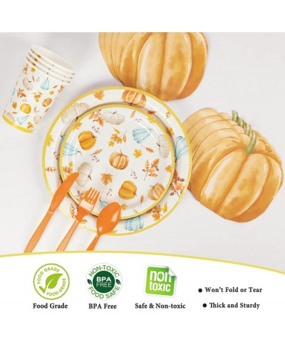 Fall Plates and Napkins Party Supplies Serves 16 Large 10.25" and 8" Pumpkin Plates 12oz Paper Cups Napkins Cutlery Included ...