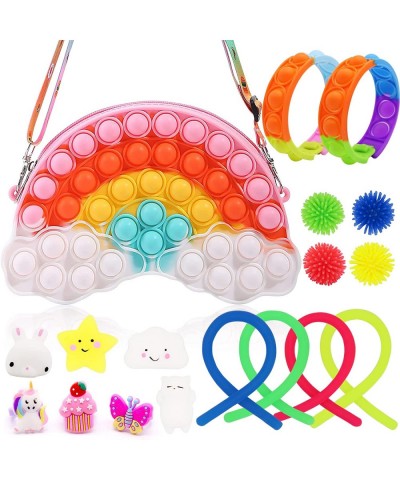 Pop Purse Pack Toy Set Rainbow Shoulder Cross Body Bracelet 3 4 5 6 7 8 9 10 Year Old Birthday Gifts for Kids Girl Party Gift...