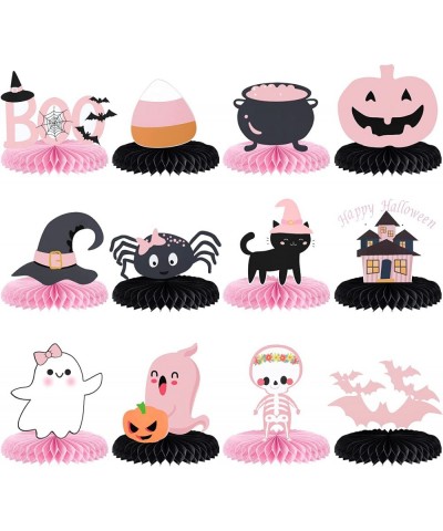 Pink Black Halloween Honeycomb Centerpieces Halloween Baby Shower Table Centerpieces Sticks Halloween Birthday Table Toppers ...