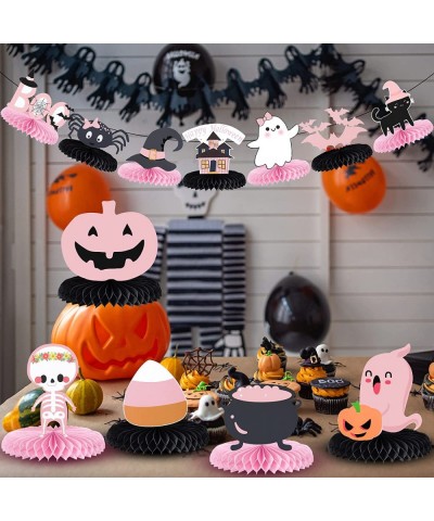 Pink Black Halloween Honeycomb Centerpieces Halloween Baby Shower Table Centerpieces Sticks Halloween Birthday Table Toppers ...