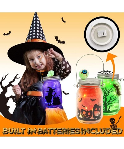 Halloween Craft Kit for Kids 4 pcs Glass Mason Jar with accessories for DIY Lantern Jar Halloween Art & Craft Party Supplies ...