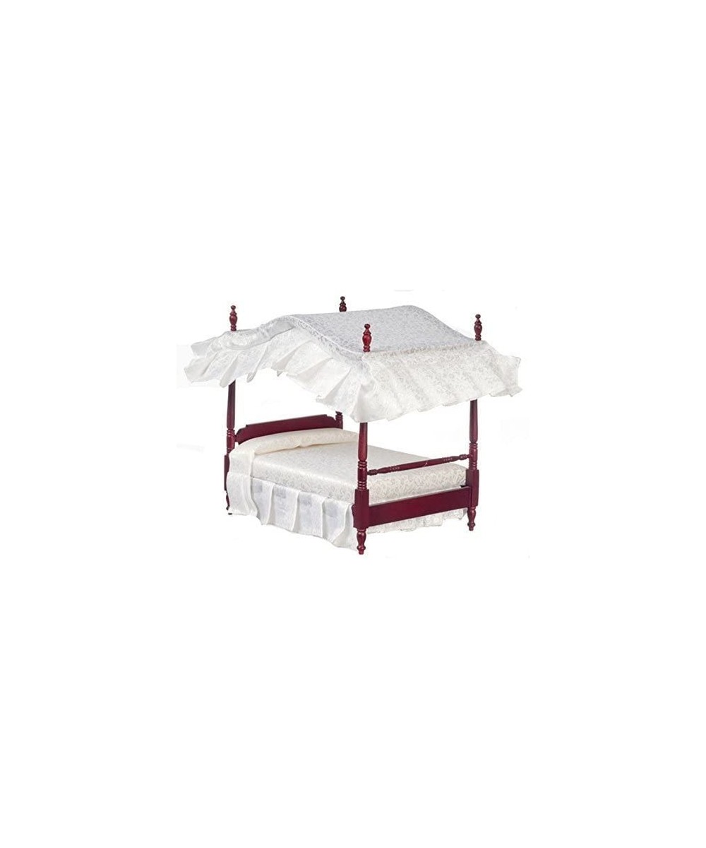 Dollhouse Miniature Mahogany 4 Poster Bed with Bedding $70.94 Dollhouse Accessories