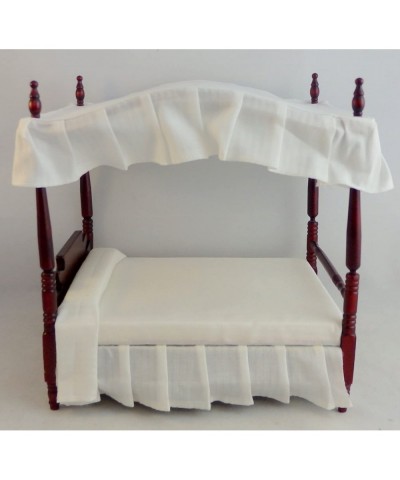 Dollhouse Miniature Mahogany 4 Poster Bed with Bedding $70.94 Dollhouse Accessories