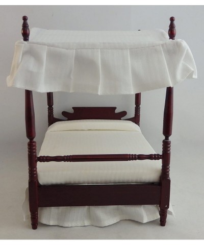 Dollhouse Miniature Mahogany 4 Poster Bed with Bedding $70.94 Dollhouse Accessories