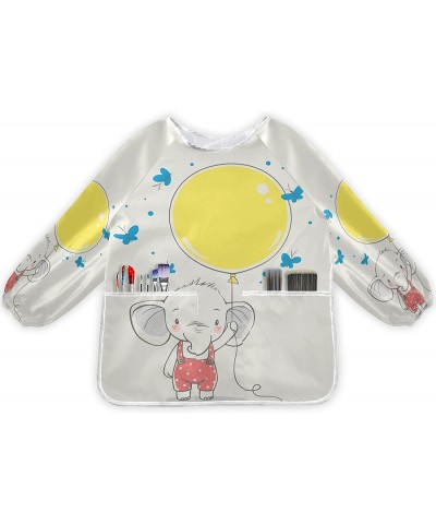 Smock for Kids Lovely Elephant and Balloon Long Sleeve Kids Art Smock Paint Aprons with Pockets for Age 2-4 Years $24.24 Kids...