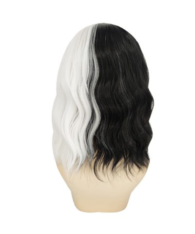 Cruella Deville Wig for Kids Black and White Side Part Wig for Cruella Devil Costume Girls for Halloween Party Cosplay CJ019B...