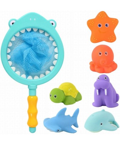 Bath Toy Fishing Floating Animals Squirts Toys Games Playing Set with Fishing net Fish Net Game in Bathtub Bathroom Pool for ...