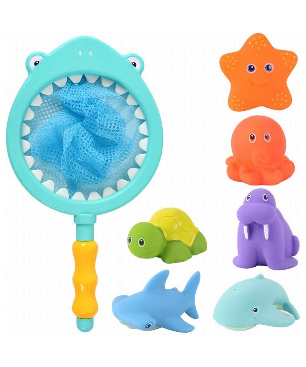 Bath Toy Fishing Floating Animals Squirts Toys Games Playing Set with Fishing net Fish Net Game in Bathtub Bathroom Pool for ...