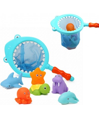 Bath Toy Fishing Floating Animals Squirts Toys Games Playing Set with Fishing net Fish Net Game in Bathtub Bathroom Pool for ...