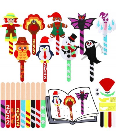 18 Pcs Bookmark Crafts Classroom Halloween Thanksgiving Christmas Theme Markers Supplies Turkey Ghost Owl Bat Snowman Bookmar...