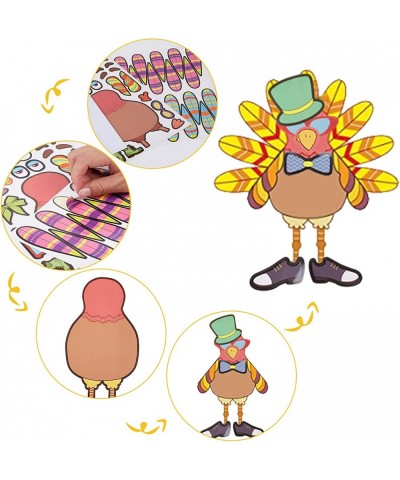 40 Pcs Thanksgiving Make-a-Turkey Stickers Party Favors Supplies for Kids DIY Turkey Crafts Stickers for Thanksgiving Activit...