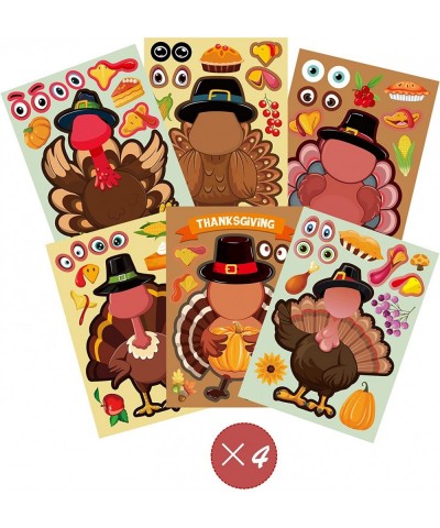 40 Pcs Thanksgiving Make-a-Turkey Stickers Party Favors Supplies for Kids DIY Turkey Crafts Stickers for Thanksgiving Activit...