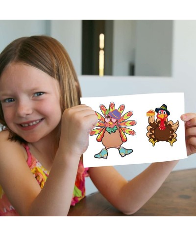 40 Pcs Thanksgiving Make-a-Turkey Stickers Party Favors Supplies for Kids DIY Turkey Crafts Stickers for Thanksgiving Activit...