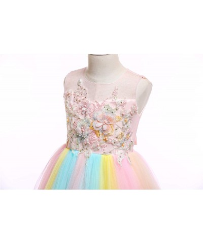 Christmas Girls Flower Dress Lace Rainbow Tulle 3D Embroidery Beading Princess Pageant Wedding Party Dresses $61.54 Kids' Cos...