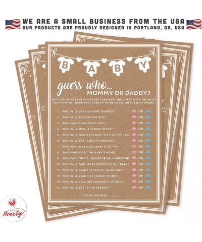 Baby Shower Game Rustic Kraft Mommy or Daddy Guess Who Game Set of 50 Cards 5x7 inches Gender Neutral Boy or Girl Fun Unique ...