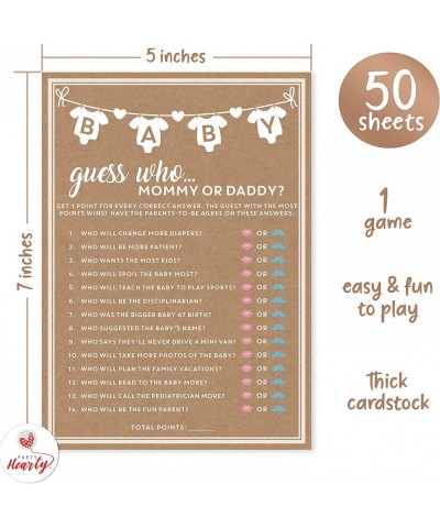 Baby Shower Game Rustic Kraft Mommy or Daddy Guess Who Game Set of 50 Cards 5x7 inches Gender Neutral Boy or Girl Fun Unique ...