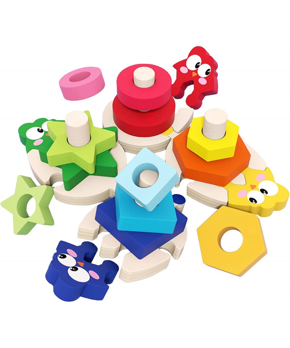 Wooden Sorting & Stacking Toys for Toddler 2 3 4 Year Old Montessori Toys Color Recognition Shape Sorter Educational Puzzle B...