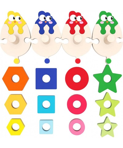 Wooden Sorting & Stacking Toys for Toddler 2 3 4 Year Old Montessori Toys Color Recognition Shape Sorter Educational Puzzle B...