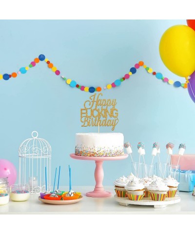 Happy Fucking Birthday Cake Topper Theme Birthday Party Decorations Gold Glitter Cake Topper for Funny Birthday Party Happy B...