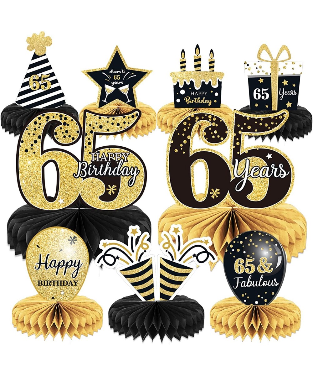 9 Pieces 65th Birthday decorations 65th birthday centerpieces for Tables Decorations Cheers to 65 Years Honeycomb Table Toppe...