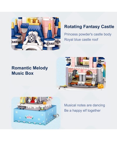 Castle Music Box Building Block Sets Rotating Castle House Music Box Building Blocks DIY Castle Building Bricks for Adults/Te...